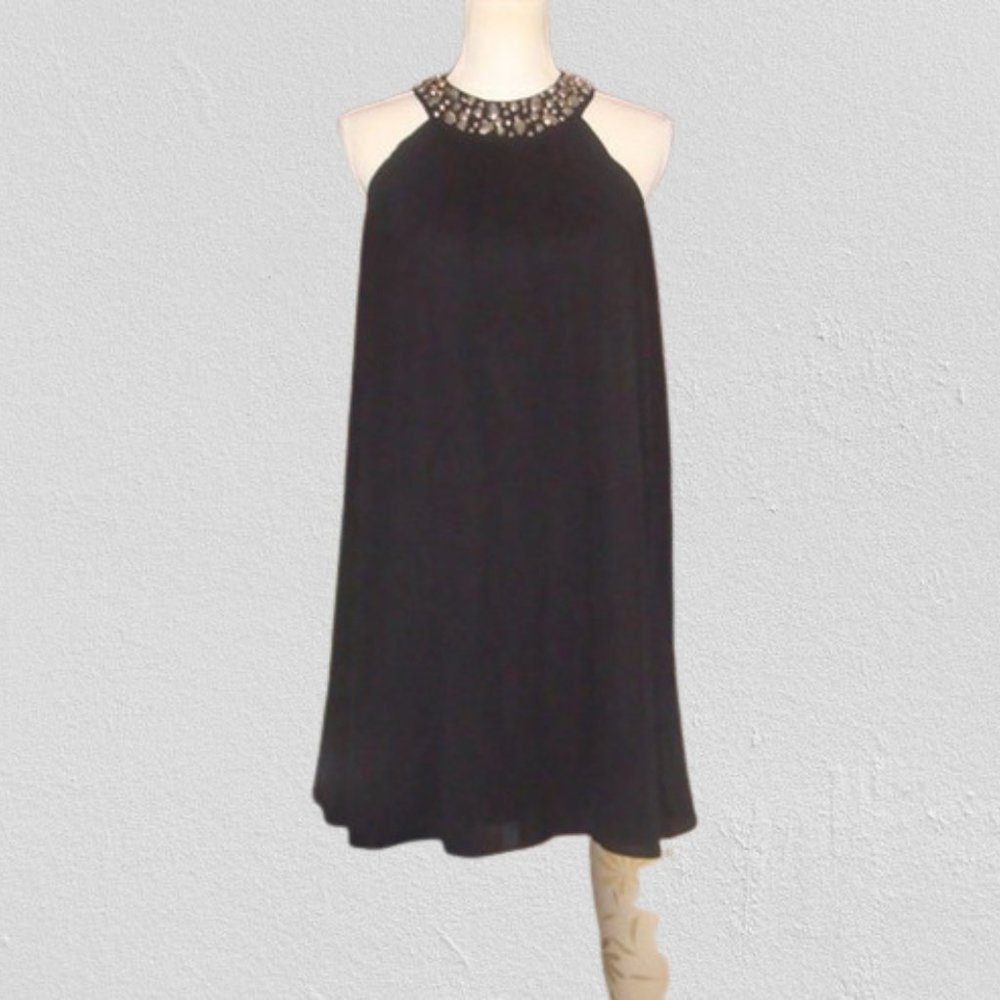 H&M Black Embellished Neck Mini Party Dress 12